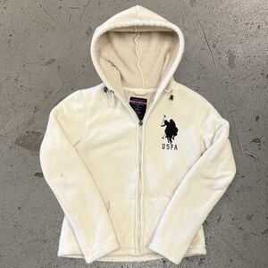 Womens Polo U.S. ASSN Fleece Zip Up Hoodie SZ M